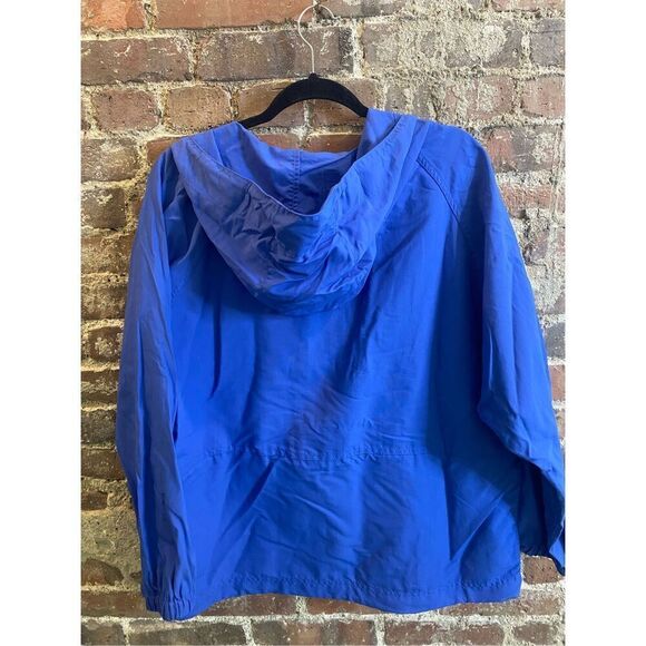 L.L. Bean Blue Pullover Half Zip Hooded Windbreaker Size Large Petite - Picture 6 of 7